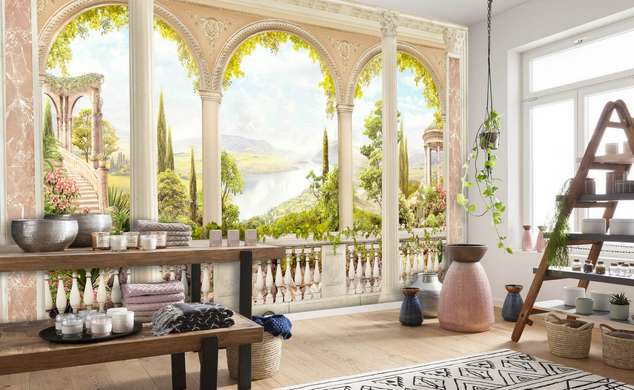 Wall Mural - Balcony with arched windows
