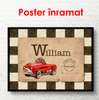 Poster - Red car on a pink background, 90 x 60 см, Framed poster, Provence