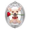Poster - Câine cu un trandafir, 100 x 100 см, Poster înrămat