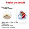 Poster - Red pomegranate with ice cubes on a white background, 100 x 100 см, Framed poster on glass, Food and Drinks