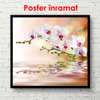 Постер - Нежная орхидея в отражении воды на коричневом фоне, 100 x 100 см, Постер в раме, Цветы
