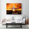 Poster - Airplane against the sky at sunset, 90 x 60 см, Framed poster, Transport