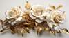 3D Photo Wallpaper- Beige roses with golden leaves