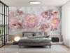 Wall Mural - Pale pink peonies on a light gray background