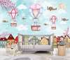 Nursery Wall Mural - Cute animals in balloons over a vibrant city
