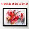 Poster - White orchid on a blue background, 90 x 60 см, Framed poster, Flowers