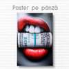 Постер - Красные губы и доллары, 30 x 45 см, Холст на подрамнике