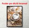 Poster - Breakfast with coffee and croissant, 60 x 90 см, Framed poster on glass, Food and Drinks
