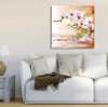 Постер - Нежная орхидея в отражении воды на коричневом фоне, 100 x 100 см, Постер в раме, Цветы