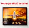 Poster - Avionul pe un fundal al cerului la apusul soarelui, 90 x 60 см, Poster înrămat, Transport