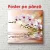 Poster - Delicate orchid in the reflection of water on a brown background, 100 x 100 см, Framed poster, Flowers
