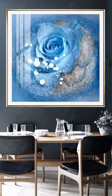 Poster - Blue Lagoon, 100 x 100 см, Framed poster on glass, Flowers