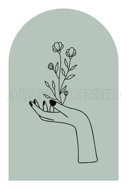 Poster - Plants in minimalist style, 60 x 90 см, Framed poster on glass, Sets