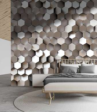 3D Wallpaper - Silver pentagons
