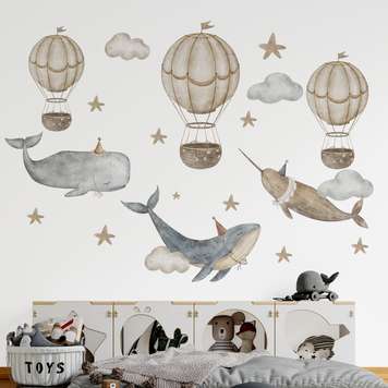 Wall decals, Hot air balloons and sealife, SET-M