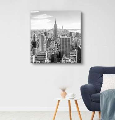 Постер - Вид на прекрасный город с небоскребами, 100 x 100 см, Постер на Стекле в раме, Города и Карты