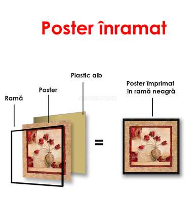 Poster - Maci roșii într-o vază, 100 x 100 см, Poster înrămat, Provence