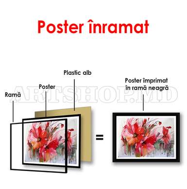 Poster - Orhideea albă pe un fundal albastru, 90 x 60 см, Poster inramat pe sticla, Flori