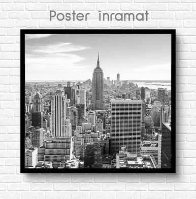 Poster - Vedere a unui oras frumos cu zgarie-nori, 100 x 100 см, Poster inramat pe sticla