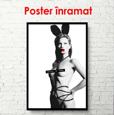 Постер - Кейт Мосс зайчик, 60 x 90 см, Постер в раме, Личности