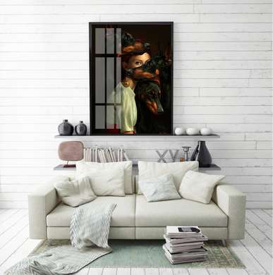 Poster - Domnișoara cu câini, 30 x 60 см, Panza pe cadru