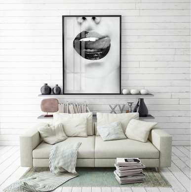 Poster - Lips, 30 x 45 см, Canvas on frame, Nude