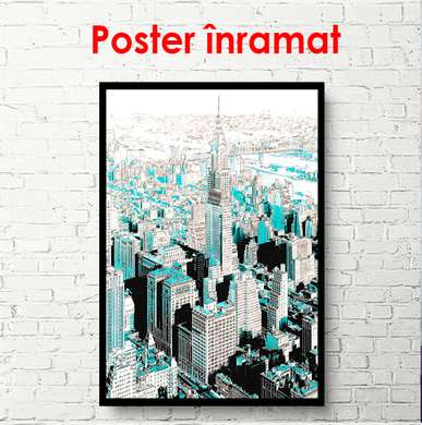 Poster - New York abstract, 60 x 90 см, Poster inramat pe sticla, Orașe și Hărți