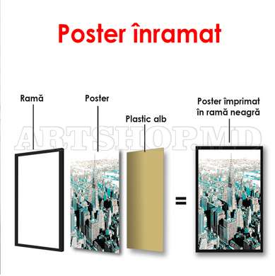 Постер - Абстрактный Нью-Йорк, 60 x 90 см, Постер на Стекле в раме, Города и Карты