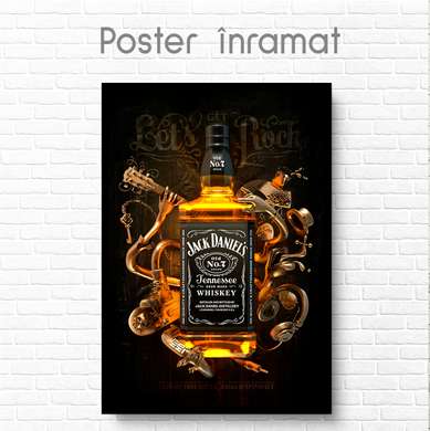 Постер - Виски Джек Дэниэлс, 60 x 90 см, Постер на Стекле в раме