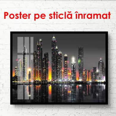 Poster - Priveliștea de noapte a Dubaiului, 45 x 30 см, Panza pe cadru