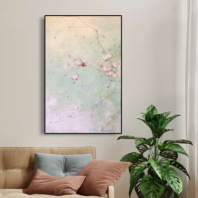 Poster - Twigs with delicate flowers, 30 x 45 см, Canvas on frame