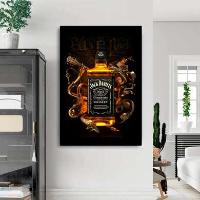 Постер - Виски Джек Дэниэлс, 30 x 45 см, Холст на подрамнике