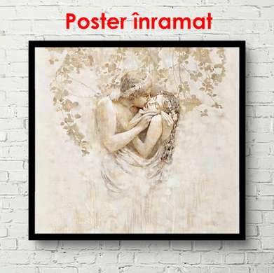 Постер - Поцелуй, 100 x 100 см, Постер в раме, Разные