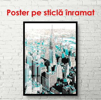 Постер - Абстрактный Нью-Йорк, 60 x 90 см, Постер в раме, Города и Карты