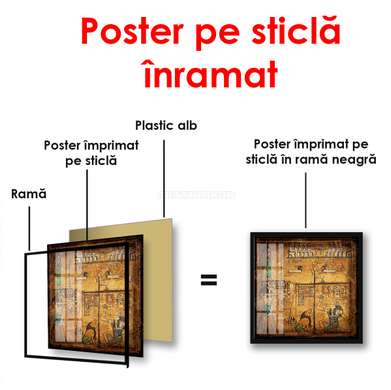 Poster - Imagini retro egiptene, 100 x 100 см, Poster înrămat, Vintage