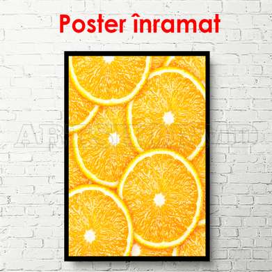 Постер - Дольки апельсина, 60 x 90 см, Постер на Стекле в раме, Еда и Напитки
