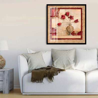 Poster - Red poppies in a vase, 100 x 100 см, Framed poster, Provence