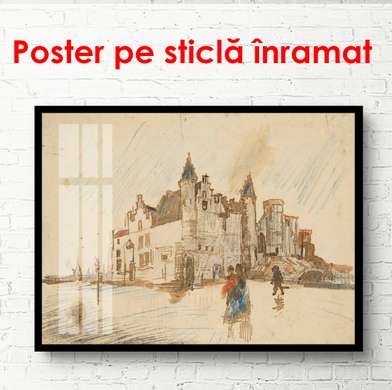 Poster - Orașul retro, 90 x 60 см, Poster înrămat, Vintage