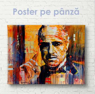 Poster - serious man, 90 x 60 см, Framed poster on glass, Different