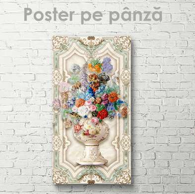 Постер - Яркий букет цветов, 45 x 90 см, Постер на Стекле в раме, Натюрморт