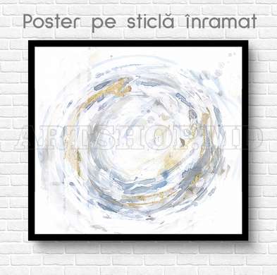 Poster - Cerc abstract cu elemente aurii pe fundal alb, 40 x 40 см, Panza pe cadru, Abstracție