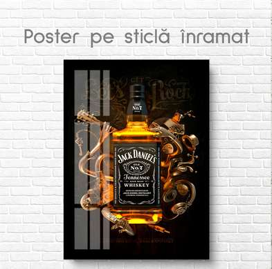 Poster - Whiskey Jack Daniels, 60 x 90 см, Framed poster on glass