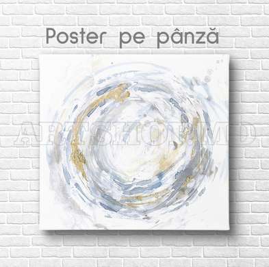Poster - Cerc abstract cu elemente aurii pe fundal alb, 40 x 40 см, Panza pe cadru, Abstracție