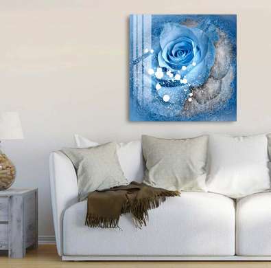 Постер - Голубая лагуна, 100 x 100 см, Постер на Стекле в раме, Цветы