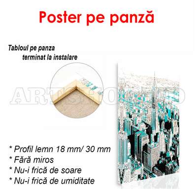 Постер - Абстрактный Нью-Йорк, 60 x 90 см, Постер на Стекле в раме, Города и Карты