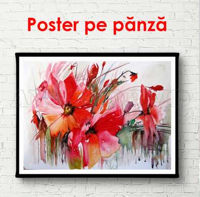 Poster - Orhideea albă pe un fundal albastru, 90 x 60 см, Poster inramat pe sticla, Flori