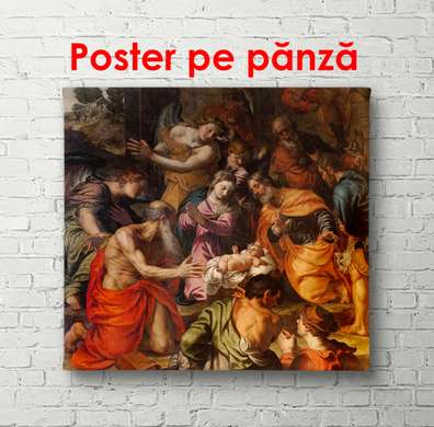 Poster - Nașterea Domnului, 100 x 100 см, Poster inramat pe sticla