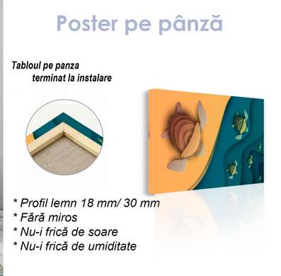 Poster - Țestoasele fug în ocean, 60 x 30 см, Panza pe cadru, Pentru Copii