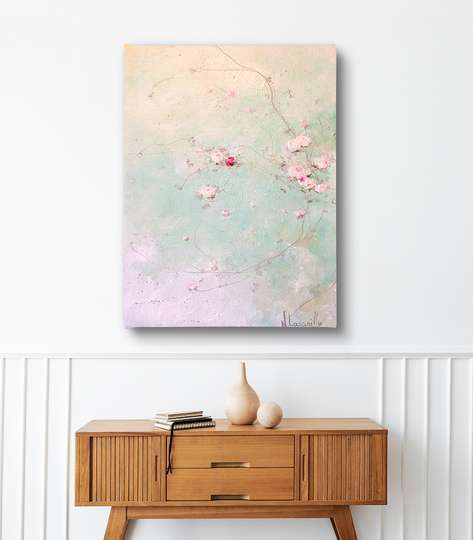 Poster - Twigs with delicate flowers, 30 x 45 см, Canvas on frame