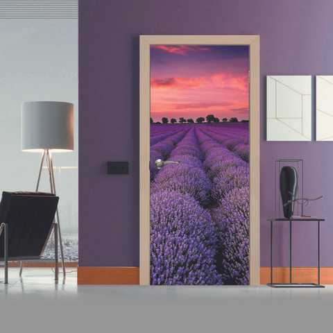 Adesivo 3D per porta, Campo di lavanda -  - Fabbrica di sfondi  fotografici, poster, quadri modulari, cornici per poster e schermi a  Chisinau